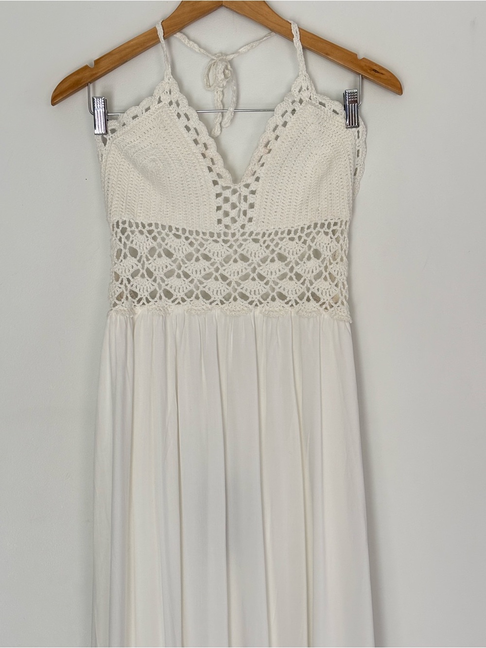 LILBETTER Women's Beach Crochet Backless Bohemian Halter Maxi Dress XL NEW - Picture 4 of 16